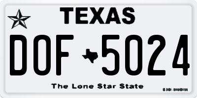 TX license plate DOF5024