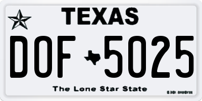 TX license plate DOF5025