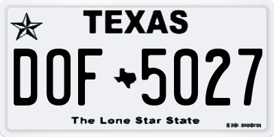 TX license plate DOF5027