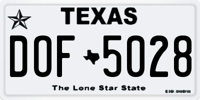 TX license plate DOF5028