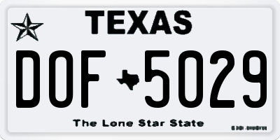 TX license plate DOF5029