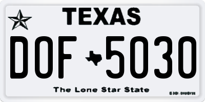 TX license plate DOF5030