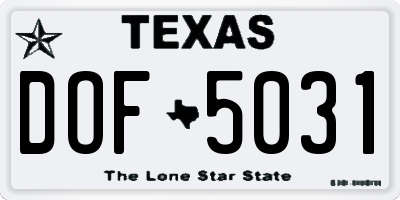 TX license plate DOF5031