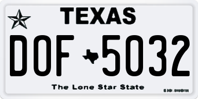 TX license plate DOF5032