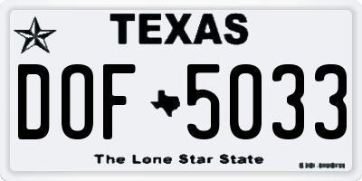 TX license plate DOF5033