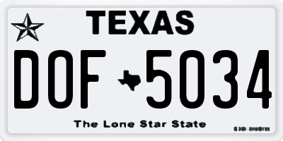 TX license plate DOF5034