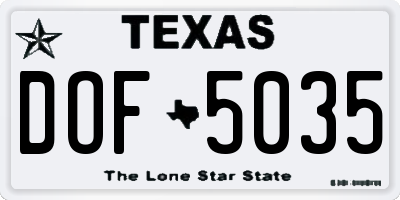 TX license plate DOF5035