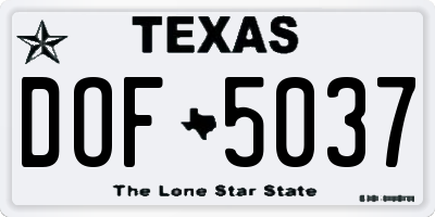 TX license plate DOF5037