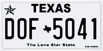 TX license plate DOF5041