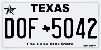 TX license plate DOF5042