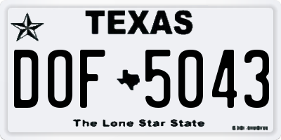 TX license plate DOF5043