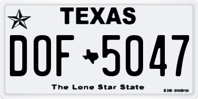 TX license plate DOF5047