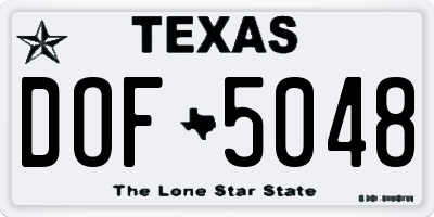 TX license plate DOF5048