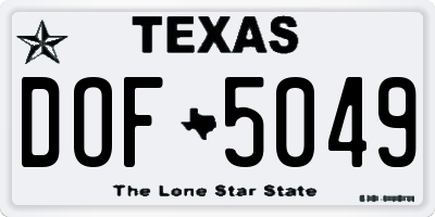TX license plate DOF5049