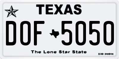 TX license plate DOF5050
