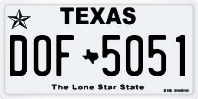 TX license plate DOF5051