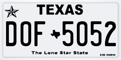 TX license plate DOF5052