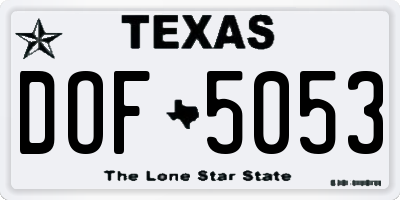 TX license plate DOF5053