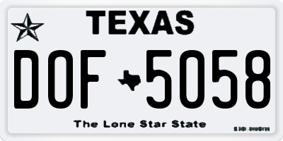 TX license plate DOF5058
