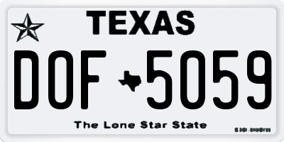 TX license plate DOF5059