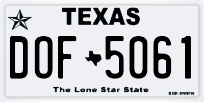 TX license plate DOF5061