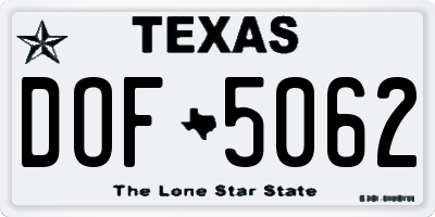 TX license plate DOF5062
