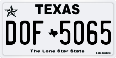 TX license plate DOF5065