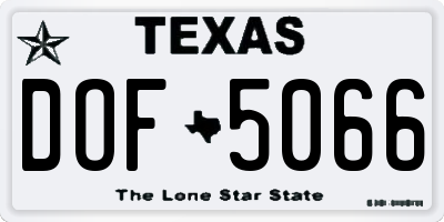TX license plate DOF5066