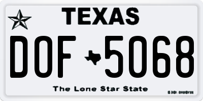 TX license plate DOF5068