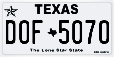 TX license plate DOF5070