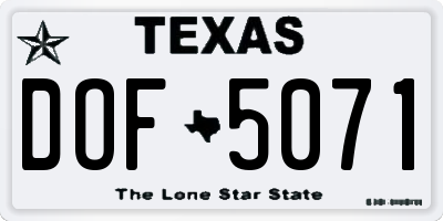 TX license plate DOF5071