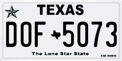 TX license plate DOF5073