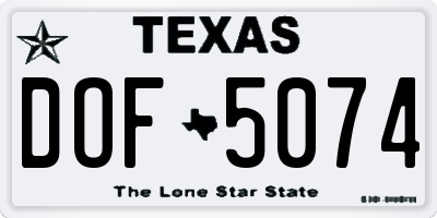 TX license plate DOF5074