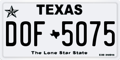TX license plate DOF5075