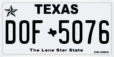TX license plate DOF5076