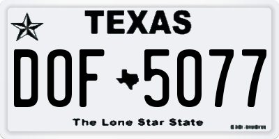 TX license plate DOF5077