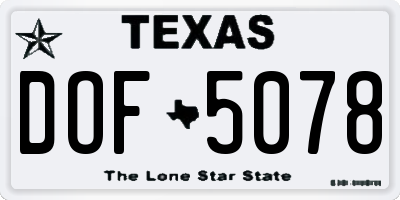 TX license plate DOF5078