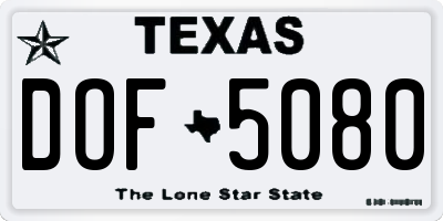 TX license plate DOF5080