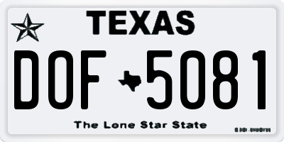 TX license plate DOF5081