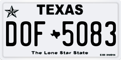 TX license plate DOF5083