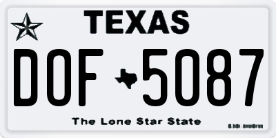 TX license plate DOF5087