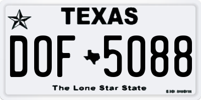 TX license plate DOF5088