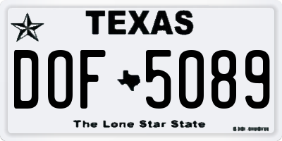 TX license plate DOF5089