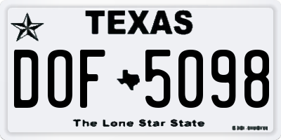 TX license plate DOF5098
