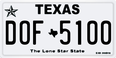 TX license plate DOF5100