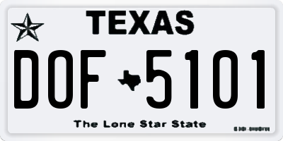 TX license plate DOF5101