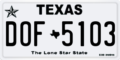 TX license plate DOF5103