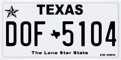 TX license plate DOF5104