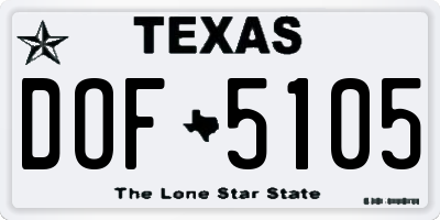 TX license plate DOF5105