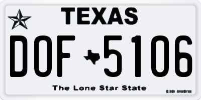 TX license plate DOF5106